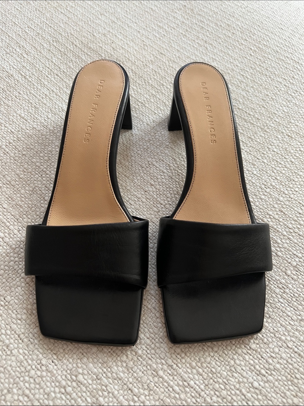 Dear Frances Cove Sandal Slide Mules Kitten Heel in Black